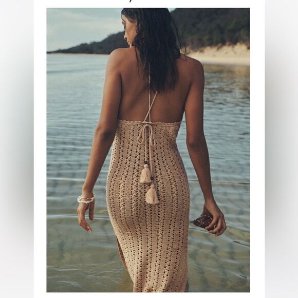 Spell mirage Crochet Midi Dress - Walnut size XS NWT - Picture 3 of 15